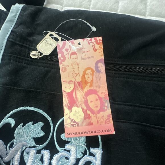 MUDD Messenger Bag Retro Y2K Black Embroidered Satchel Laptop Case Grunge Travel - Picture 8 of 11